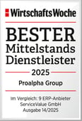 WiWo Bester Mittelstandsdienstleister 2025 Proalpha Group