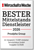 WiWo Bester Mittelstandsdienstleister 2026 Proalpha Group