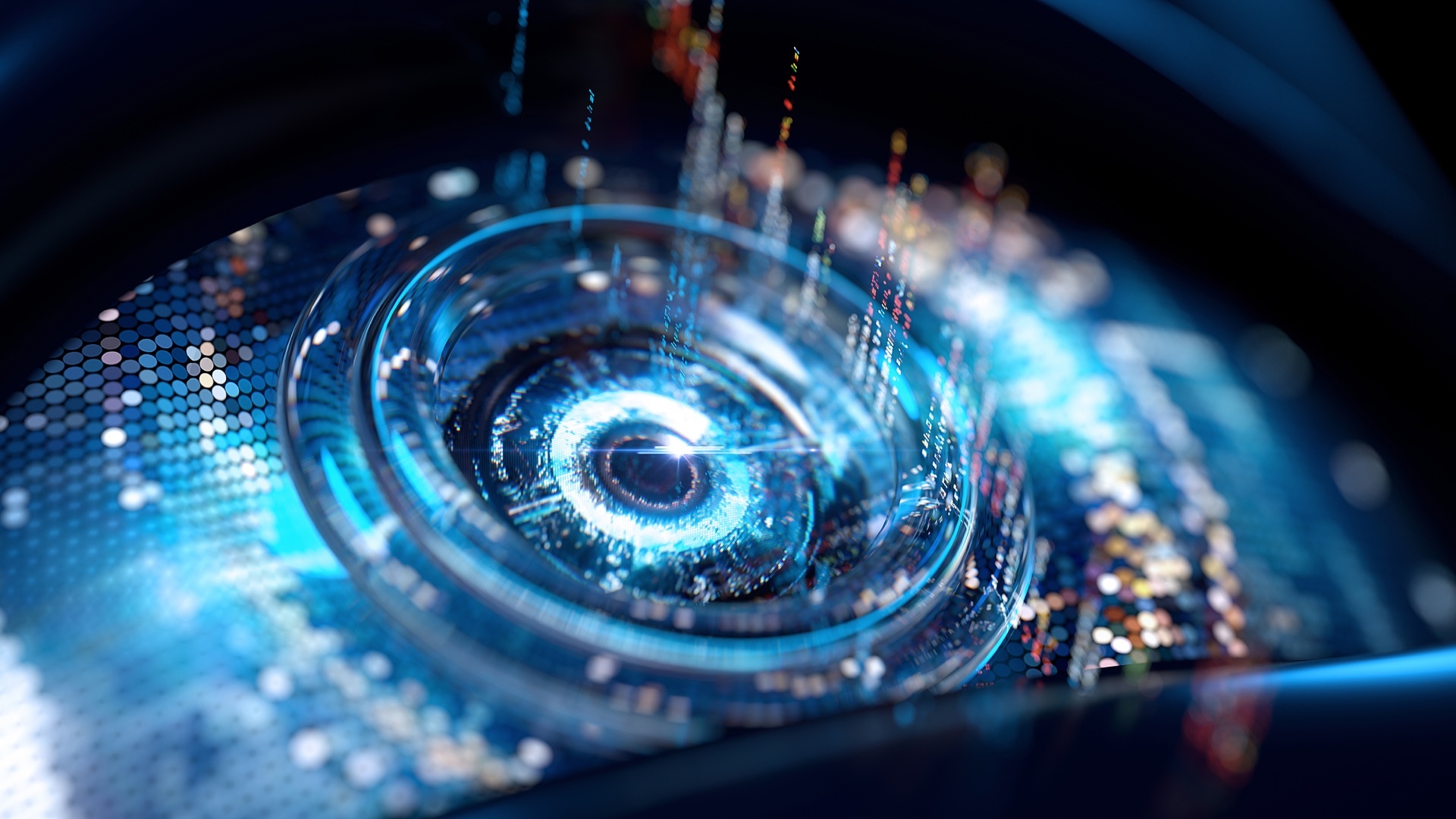 KI in der Automobilindustrie: Symbolisches Auge in Reifenform